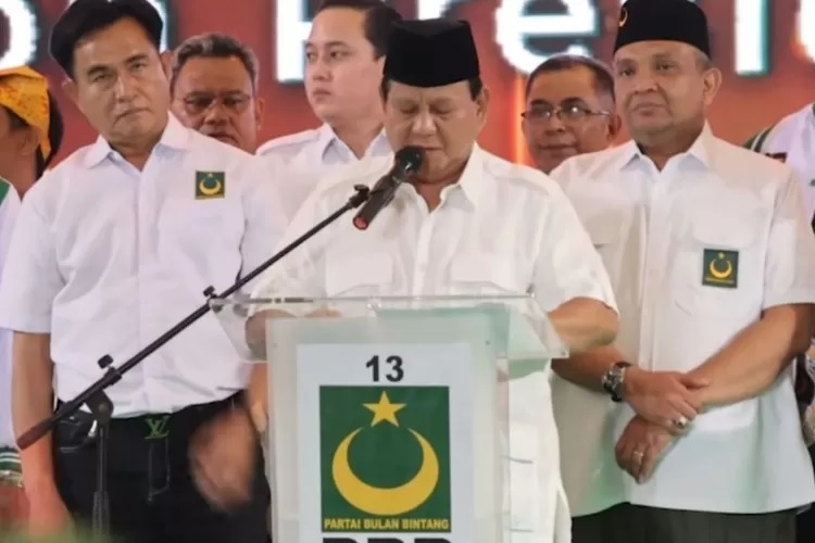 Prabowo Subianto saat menghadiri deklarasi Partai Bulan Bintang mendukung dirinya sebagai Capres di Pilpres 2024.